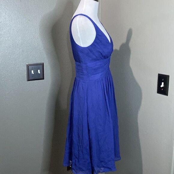 Express Dark blue Silk Chiffon Sleeveless Vneck Dress - Picture 4 of 11